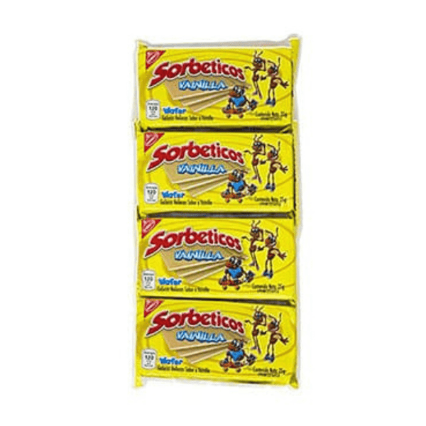 Sorbetico como olvidarte si al pensar en ellas te llenas de Nostalgia, deliciosas galletas venezolanas rellenas de crema.   Presentación Pack de 4 unidades Fabricado por  Kraft Foods Venezuela C.A. Ingredientes: Azúcar, harina de trigo enriquecida (harina de trigo, hierro, niacina, riboflavina, tiamina y ácido fólico), manteca vegetal, lecticina de soya, aceite vegetal, bicarbonato de sodio, suero de leche o leche descremada, sabor artificial y sal.