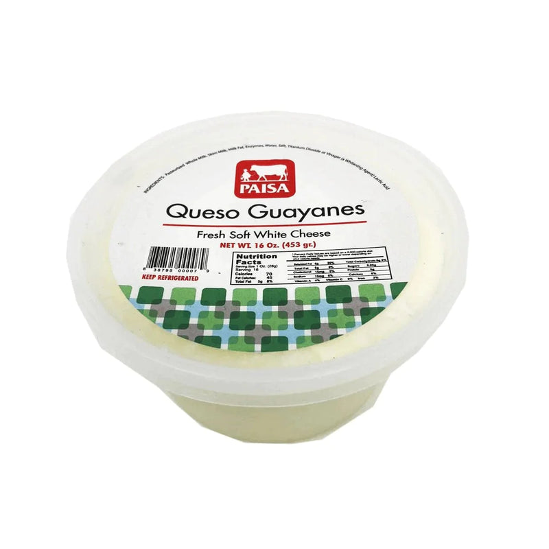 Nuestro queso Guayanes se caracteriza por su suavidad. Es similar al Queso Blando Blanco pero tiene más sal y un sabor más fuerte. Es el complemento perfecto para las cachapas paisa.  Presentación: tina 16 oz